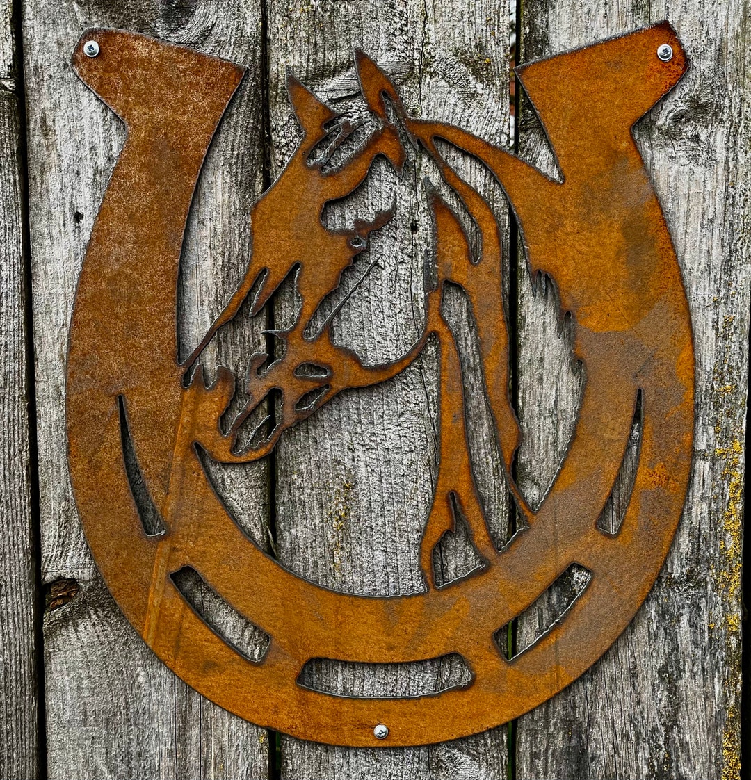 Rustic Horseshoe Metal Wall Garden Art Etsy