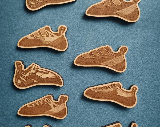 Rock Climbing Shoe Magnets, Wooden Climbing Magnet Set