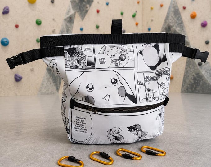 Pokemon Inspired Chalk Bucket | Anime Climbing Chalk Bag | Manga Bouldering Bucket | Pikachu Chalk Bag
