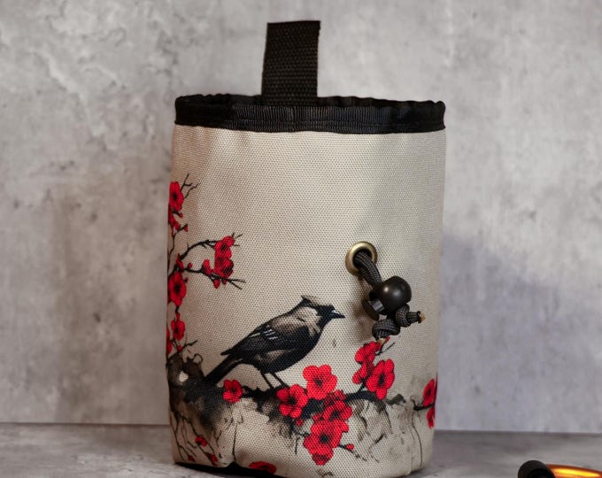 Chalk Bag "Cherry Song" – Japanese-Inspired Climbing Bag with Bird and Sakura Print