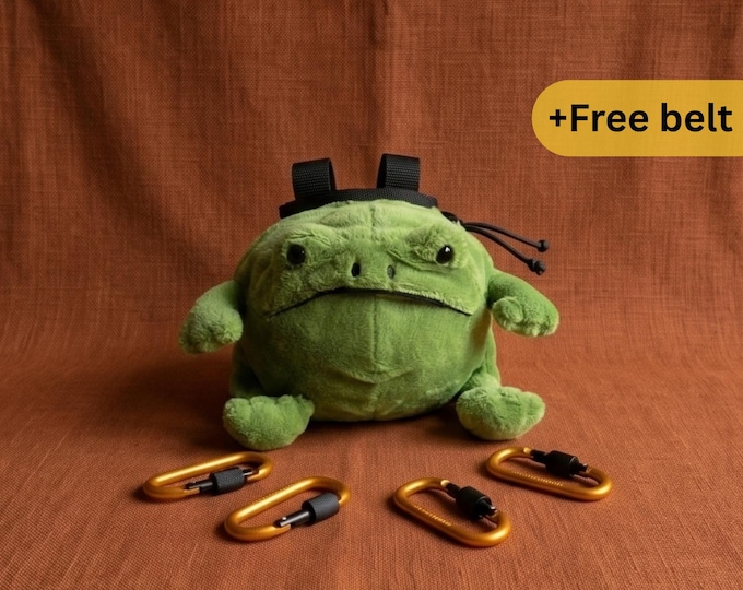 Handmade Plush Frog Chalk Bag, Climbing Bouldering Gift