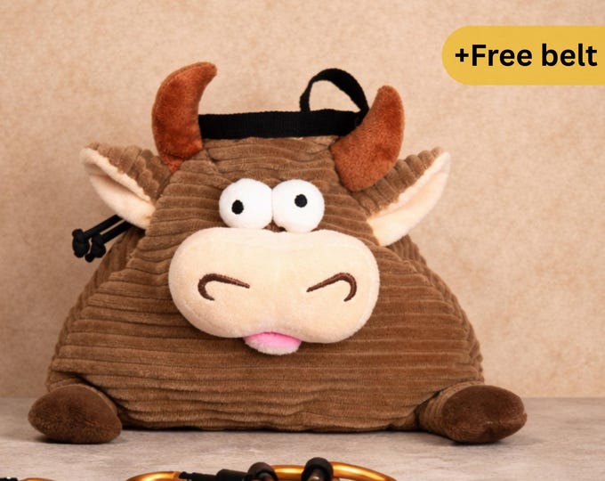 Handmade Plush Bull Chalk Bag