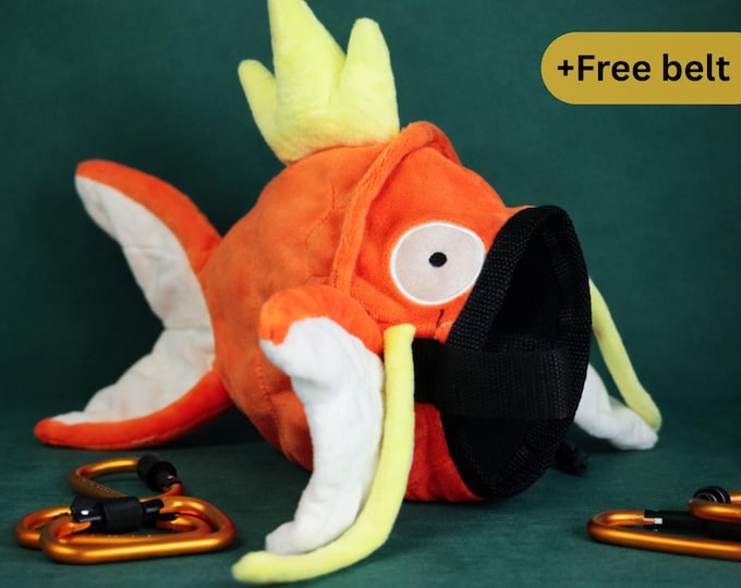 Magikarp Chalk Bag | Plush Pokémon-Inspired Climbing Accessory | Funny Gyarados Pre-Evolution Gift