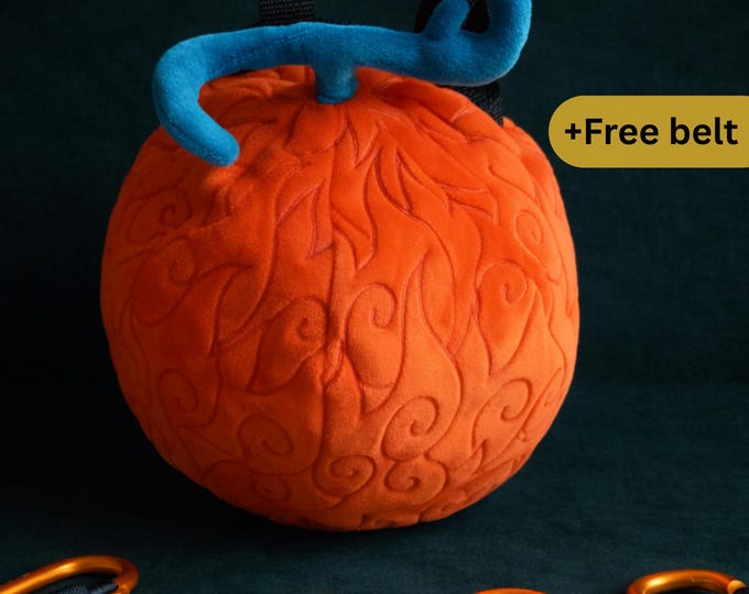 Anime Plush Chalk Bag, Orange Bouldering Accessory, Unique Climber Gift, Fruit Op-Op