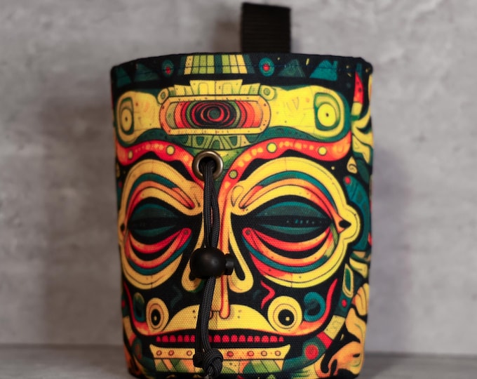 Tribal Mask Chalk Bag | Jungle Spirit Design for Bold Climbers