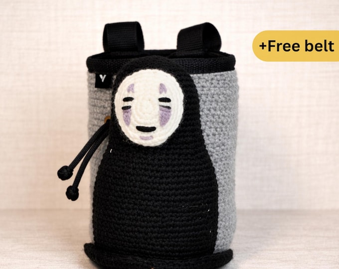 No-Face Chalk Bag | Handmade Spirited Away-Inspired Climbing Bag | Ghibli Gift for Anime Fans