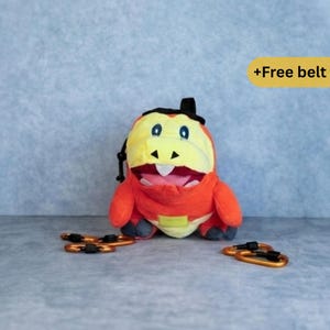 Bolsa de magnesio Fuecoco Pokémon / Accesorio de escalada de peluche tipo fuego / Material hecho a mano para aficionados al boulder