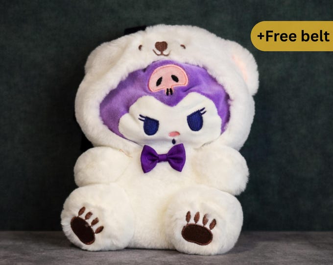Kuromi Bear Hoodie Chalk Bag,  Sanrio Plush Bouldering Gear