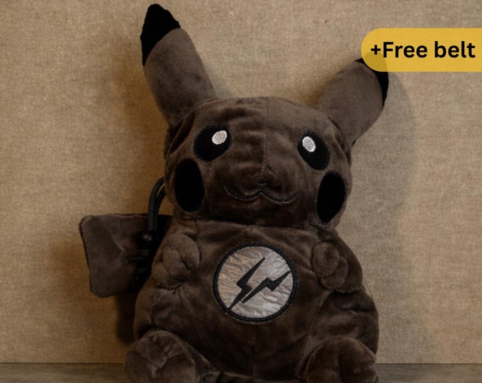 Gothic Dark Pikachu Chalk Bag,  Plush Pokémon Climbing Accessory
