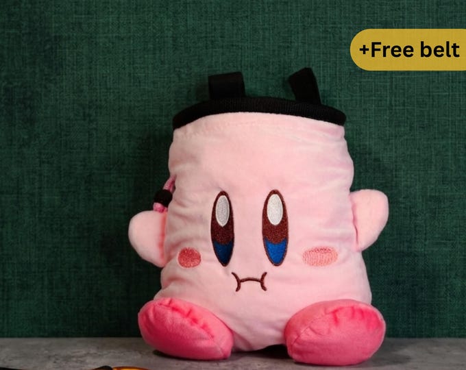 Kirby Chalk Bag | Plush Pink Nintendo Climbing Accessory | Adorable Gaming Gear for the Crag