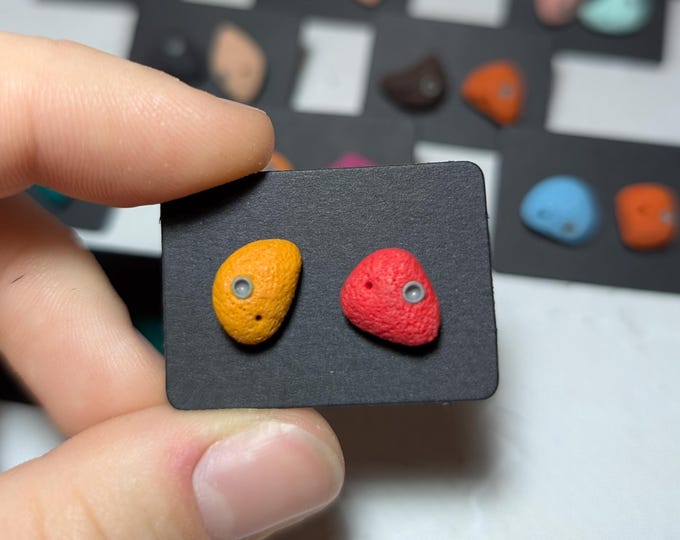 Handmade Climbing Hold Earrings, Polymer Clay Rock Climbing Jewelry, Gift for Climbers