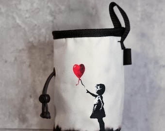 Banksy-Inspired Chalk Bag – Girl with Red Balloon | Urban Climbing Art
