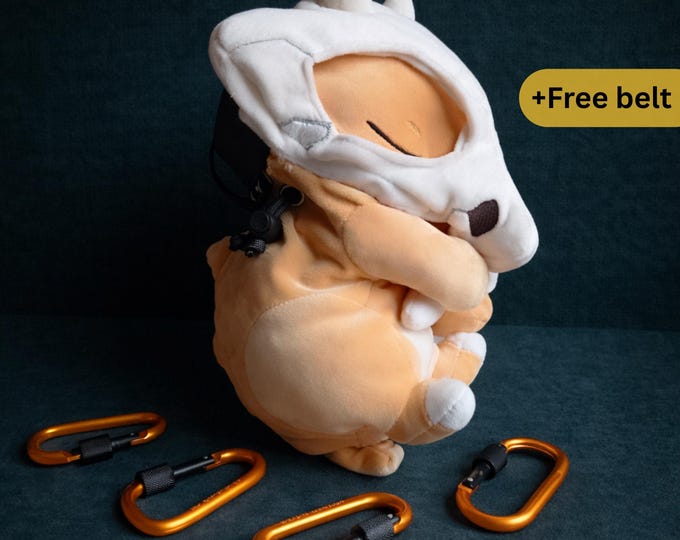 Sleeping Cubone Chalk Bag,  Plush Pokemon Inspired Climbing Chalk Bag  (small)