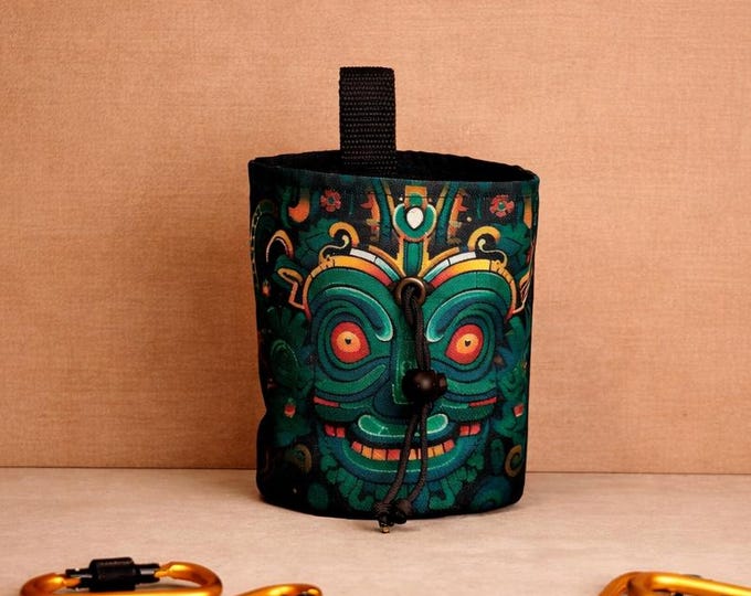 Jungle Spirit Chalk Bag | Bold Tribal Mask for Wild Climbers
