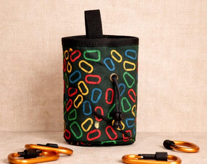 Clip On! Chalk Bag  | Colorful Carabiner Print