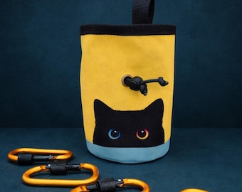 Black Cat Chalk Bag with Heterochromia Eyes