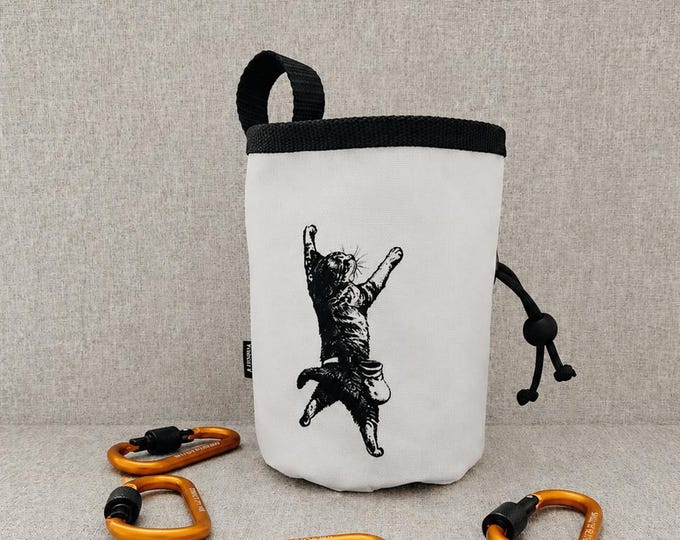 Cat Chalk Bag for Climbing, Funny Climbing Cat Chalk Bag, Handmade Chalk Bag