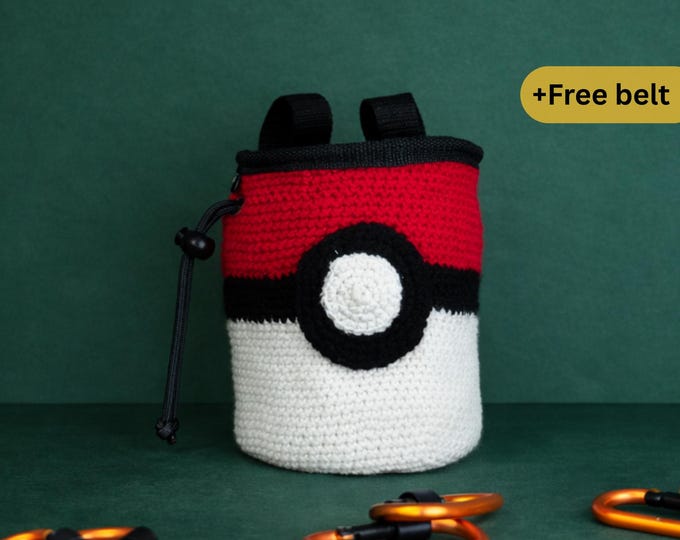 Crochet Chalk Bag – Pokeball Edition