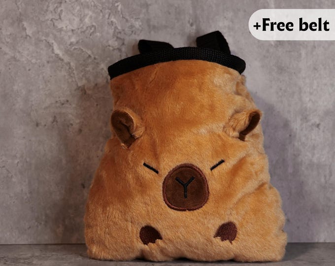 Capybara Chalk Bag | Plush Rock Climbing Chalk Holder | Chill Animal Bouldering Gear for Nature Lovers