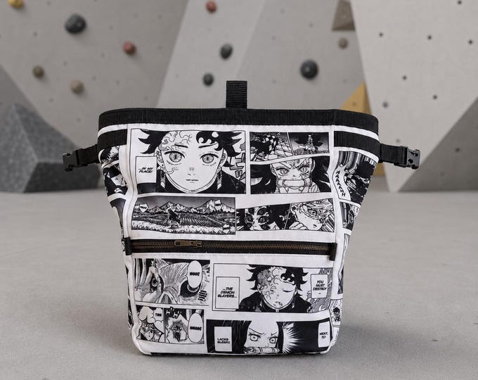 Demon Slayer Inspired Chalk Bucket | Anime Climbing Chalk Bag | Manga Bouldering Bucket | Large Climbing Chalk Bag | Otaku Climber Gift