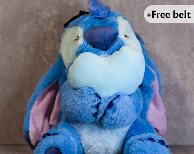 Blue Stitch Plush Chalk Bag | Heart-Hugging Rock Climbing Bag | Soft & Adorable Gym Companion