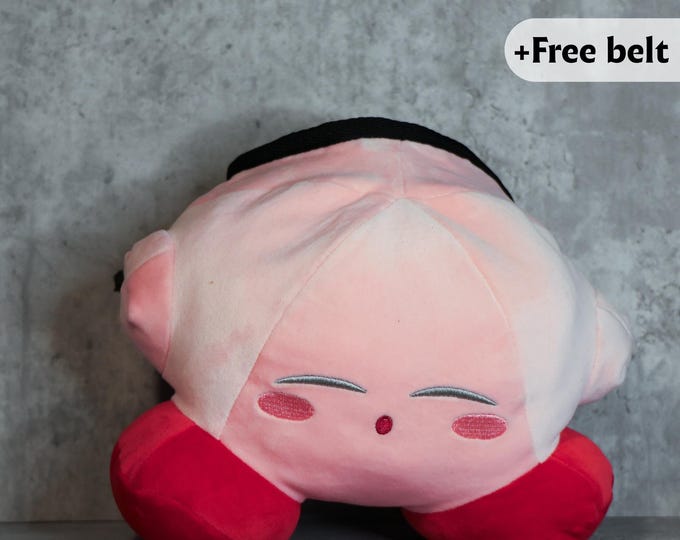 Sleepy Kirby Chalk Bag | Cute Plush Climbing Gear for Gamers