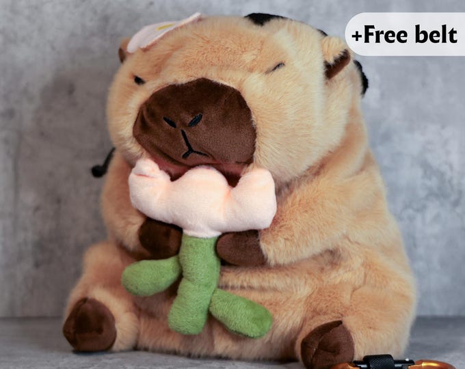 Capybara Chalk Bag – Sakura Bloom Edition | Handmade Plush Chalk Bag for Climbers