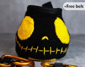 Crochet Yellow Jack Skellington Chalk Bag