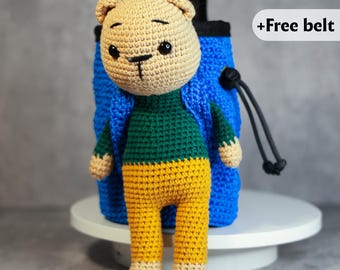 Plush Crochet Bear Chalk Bag