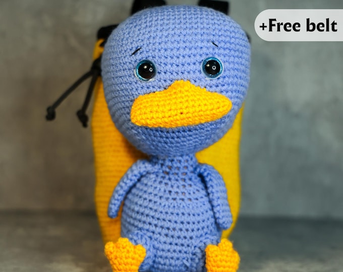 Blue Duck Chalk Bag | Handmade Crochet Climbing Bag | Cute & Colorful Gift for Climbers