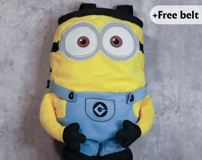 Minion Chalk Bag | Handmade Plush Climbing Chalk Holder | Funny Banana Buddy for Bouldering Adventures