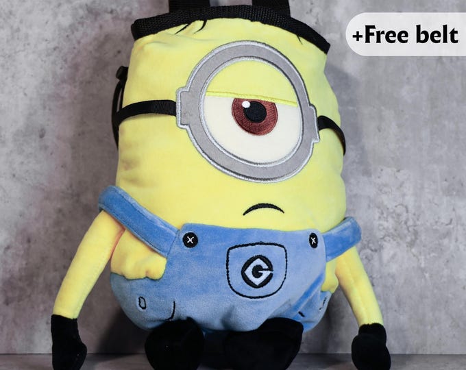 Sad Cyclops Minion Chalk Bag | One-Eyed Minion Climbing Chalk Holder | Plush Climbing Gift