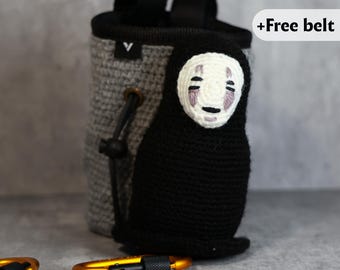 No-Face Chalk Bag | Handmade Spirited Away-Inspired Climbing Bag | Ghibli Gift for Anime Fans