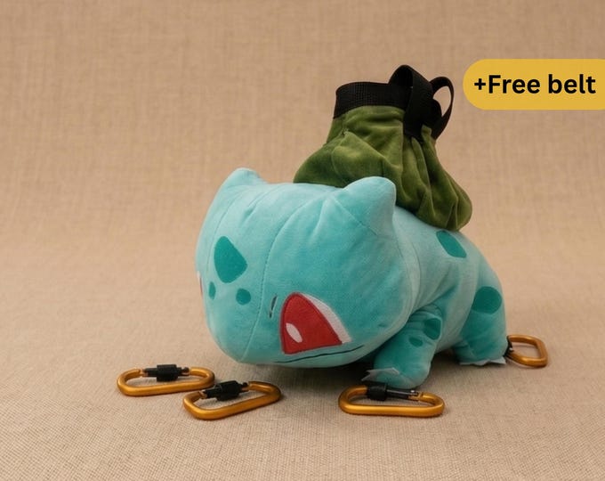 Bulbasaur Chalk Bag, Pokemon Plush Climbing Chalk Bag