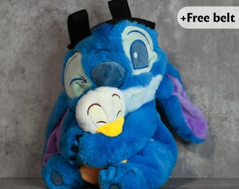 Stitch Hugging Duck Chalk Bag | Adorable Blue Alien Climbing Pouch