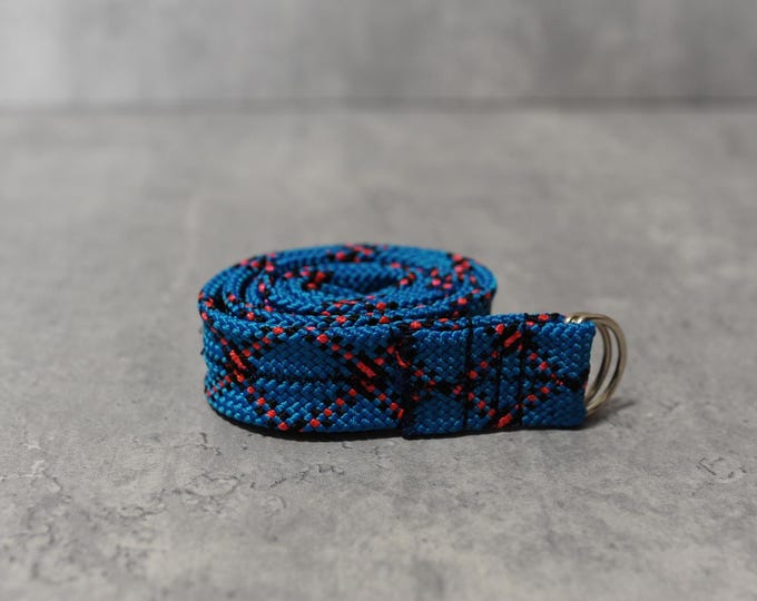Handmade Blue Climbing Rope Belt, Recycled Outdoor Belt