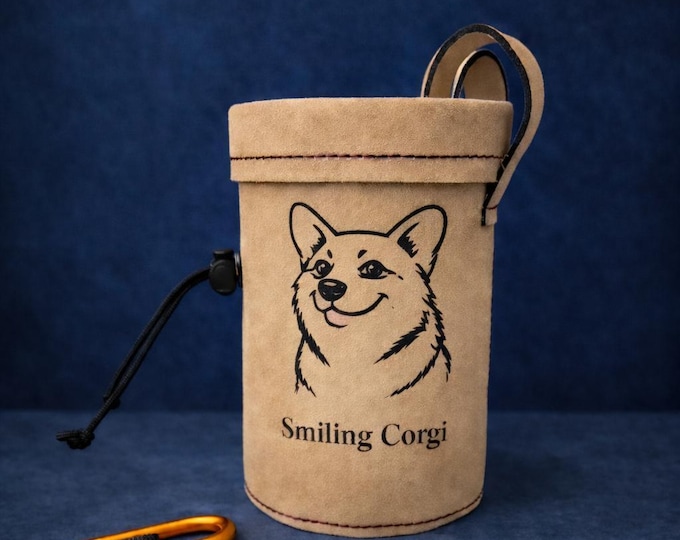 Personalized Leather Pet Portrait Climbing Chalk Bag