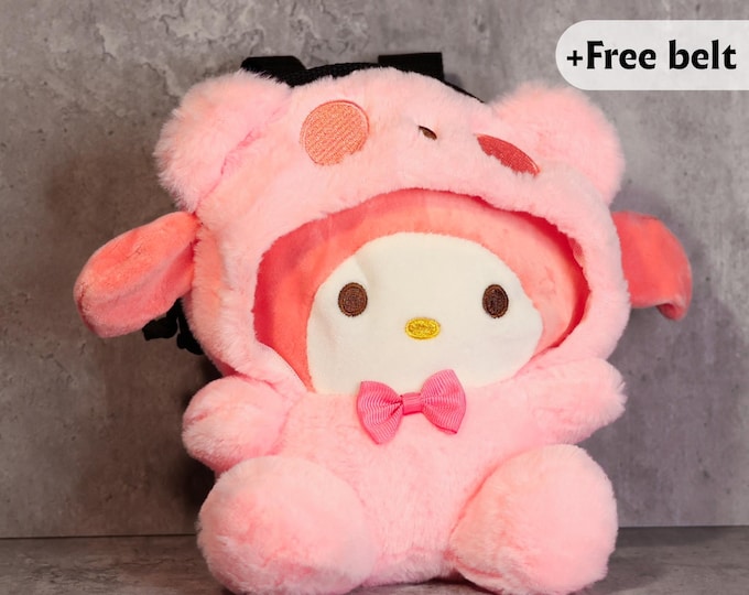 My Melody Bear Chalk Bag | Cute Sanrio-Inspired Plush Climbing Bag | Kawaii Bouldering Gift