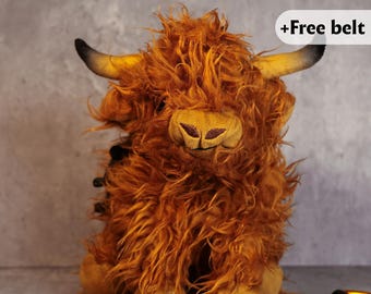 Highland Cow Chalk Bag | Fluffy Yak-Style Plush Climbing Accessory