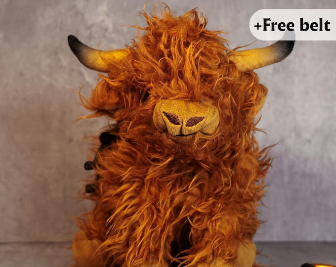 Highland Cow Chalk Bag | Fluffy Yak-Style Plush Climbing Accessory