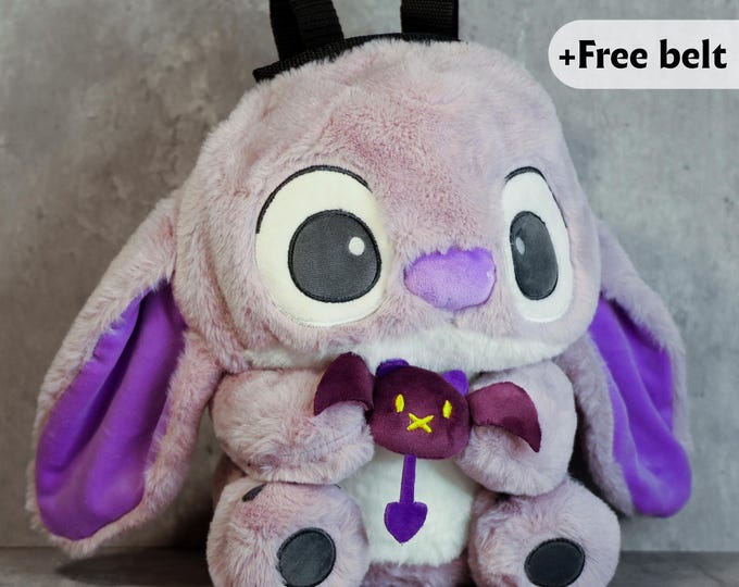 Stitch Chalk Bag with Purple Eyes | Plush Rock Climbing Bag with Voodoo-Heart Accessory