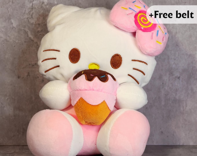 Sweet Kitty Chalk Bag | Cute Plush Climbing Accessory with Donut Charm | Pastel Climber Gift