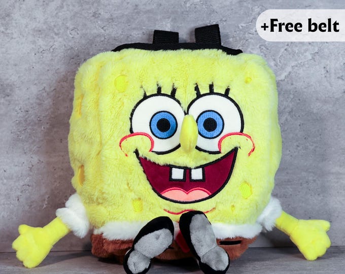 SpongeBob SquarePants Chalk Bag | Unique Handmade Climbing Accessory | Fun Plush Gift for Climbers