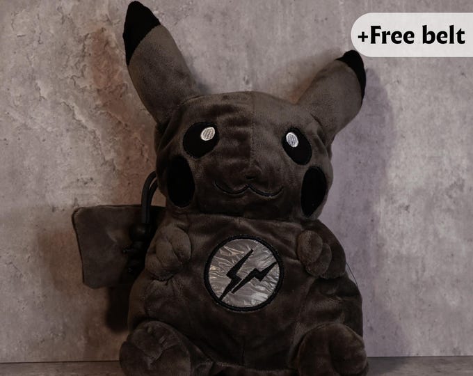 Dark Pikachu Chalk Bag | Gothic Pokémon-Inspired Chalk Bag for Climbers | Shadow Pikachu Plush for Bouldering