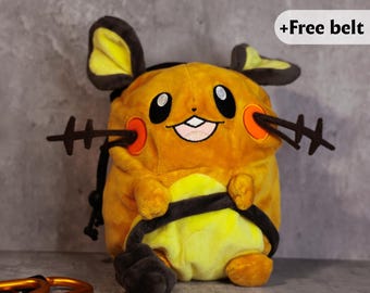 Dedenne Pokémon Chalk Bag | Electric-Type Plush Climbing Bag | Cute & Charged Bouldering Gear