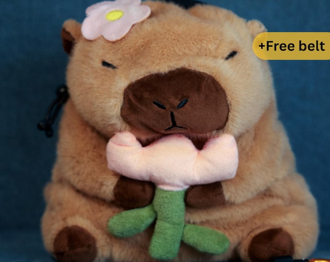 Capybara Chalk Bag. Plush Sakura Flower