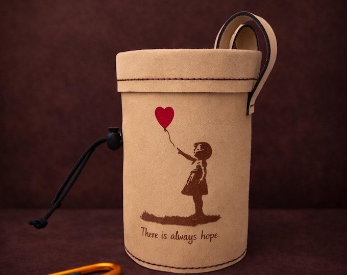 Handmade Leather Climbing Chalk Bag with Custom Laser Engraving