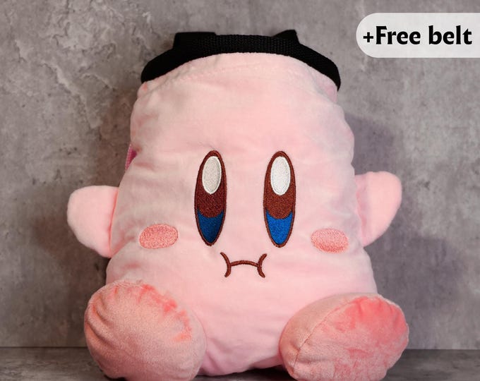 Kirby Chalk Bag | Plush Pink Nintendo Climbing Accessory | Adorable Gaming Gear for the Crag