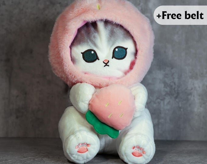 Strawberry Kitty Plush Chalk Bag | Cute Cat Climbing Gear for Kawaii Lovers