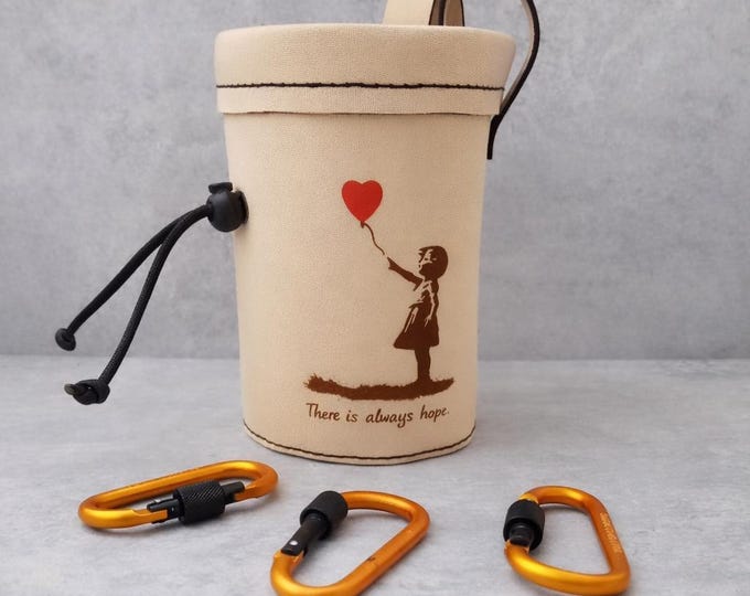 Handmade Leather Climbing Chalk Bag with Custom Laser Engraving